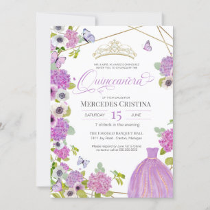 Convite Borboleta floral de primavera de Quinceañera Tiar