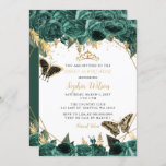Convite Borboleta Floral Dourada Emerald Green SWEET 16<br><div class="desc">Elegante Emerald Green Dourado Borboletas Florais SWEET 16 Convite</div>