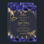 Convite Borboleta Floral Dourada Real Doce 16<br><div class="desc">Borboletas Florais Douradas Real Elegante Doce 16 Convite</div>