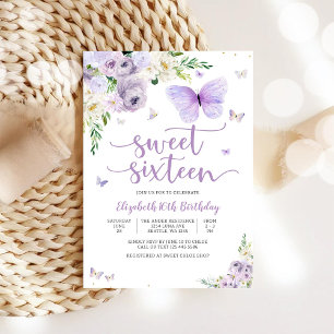 Convite Borboleta Floral para Sweet Sixteen