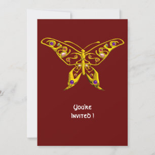CONVITE BORBOLETA HIPER JOIA EM OURO COM PEDRAS PRECIOSAS