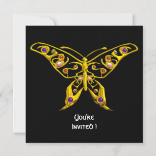 Convite BORBOLETA HIPER OURO, PEDRAS PRECIOSAS Casamento P