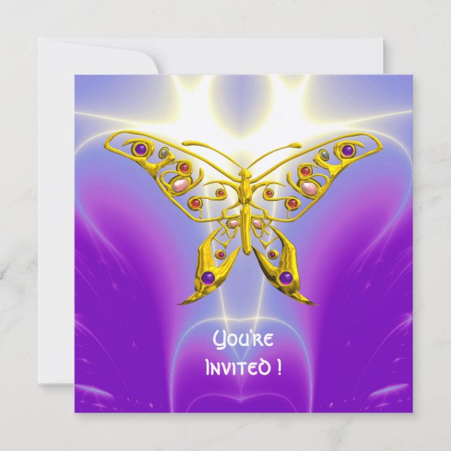 Convite BORBOLETA HIPER rósea fúcsia violeta champanhe (Frente)