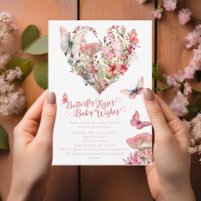 Convite Borboleta Kisses Woodland Chá de fraldas (Criador carregado)