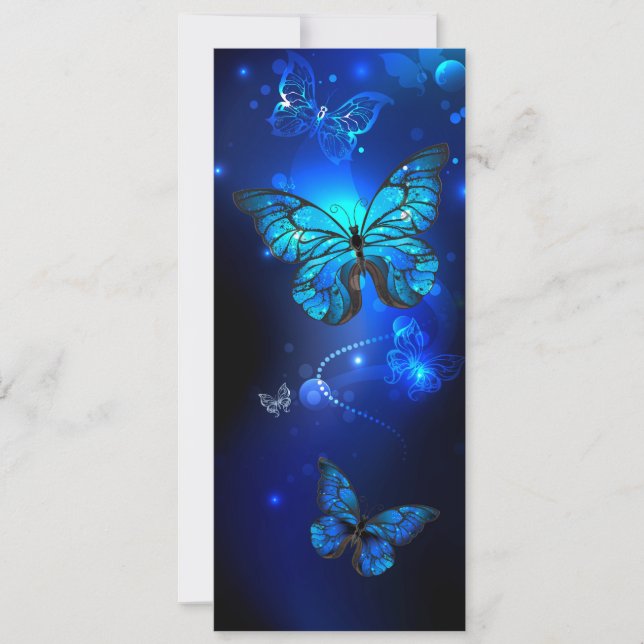 Convite Borboleta Morpho em Fundo Escuro (Frente)