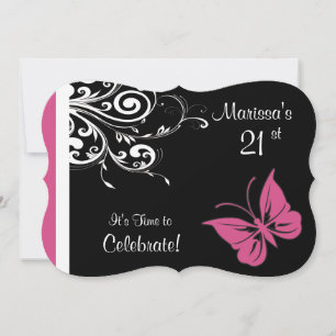 Convite Borboleta Nada Festa de aniversário Rosa de Cranb