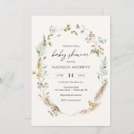 Convite Borboleta no Caminho do Chá de fraldas Boho