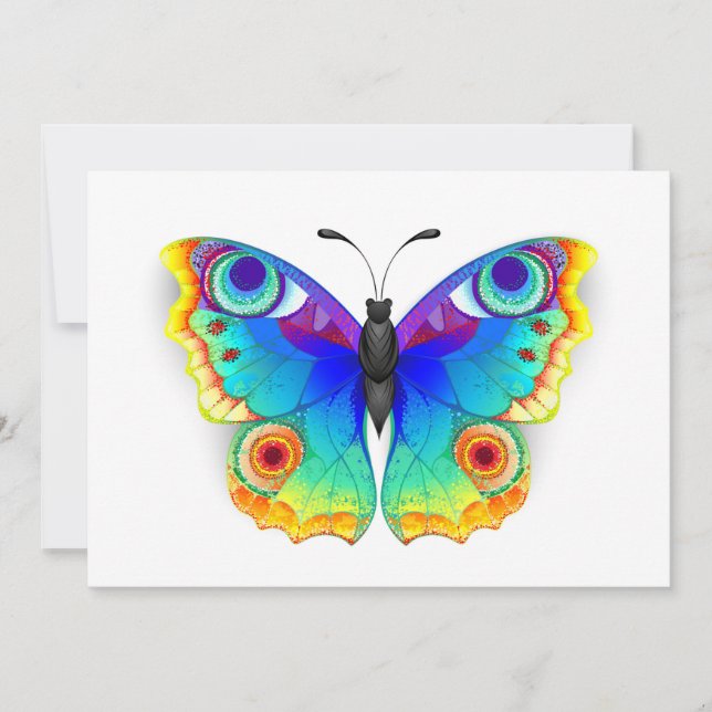 Convite Borboleta Pavão Olho de Arco-Íris (Frente)