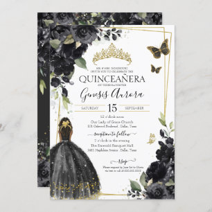 Convite Borboleta Preta de Quinceañera, Garota Vestida