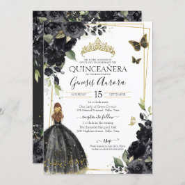 Convite Borboleta Preta de Quinceañera, Garota Vestida