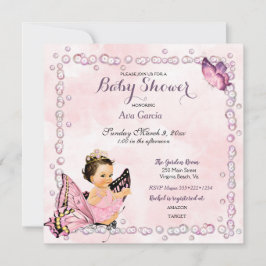 Convite Borboleta Princesa Bebê Menina
