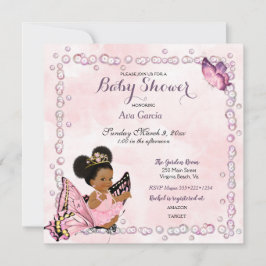 Convite Borboleta Princesa Bebê Menina Puffs