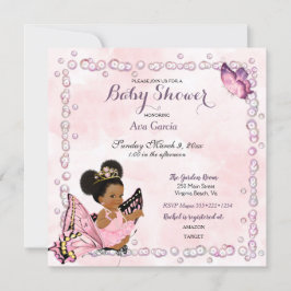 Convite Borboleta Princesa Bebê Menina Puffs