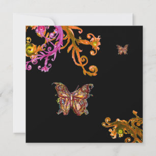 Convite BORBOLETA, rosa brilhante amarelo preto