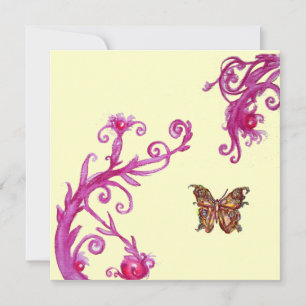 Convite BORBOLETA, rosa brilhante branco