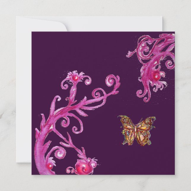 Convite BORBOLETA, rosa brilhante roxo (Frente)
