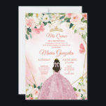 Convite Borboleta rosa e Dourada Charra Mis Quince<br><div class="desc">Borboleta rosa e Dourada Charra Mis Quince InvitationMis Quince Anos,  15 Birthday</div>