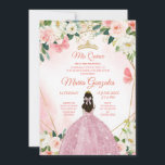 Convite Borboleta rosa e Dourada Charra Mis Quince<br><div class="desc">Borboleta rosa e Dourada Charra Mis Quince InvitationMis Quince Anos,  15 Birthday</div>