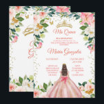 Convite Borboleta Rosa e Dourada Cinzenta Mis Quince Convi<br><div class="desc">Blush Pink & Dourada Borboleta Mis Quince Convite Mis Quince Anos,  15 Birthday</div>