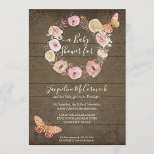 Convite Borboleta Rosa Floral Aquarela