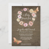 Borboleta rosa Floral Russo Madeira Wreath Baby Gi