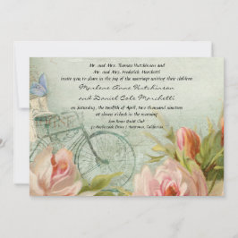 Convite Borboleta Rosa Pastel Floral Moderno Vintage
