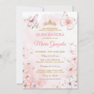 Convite Borboleta rosa Quinceañera