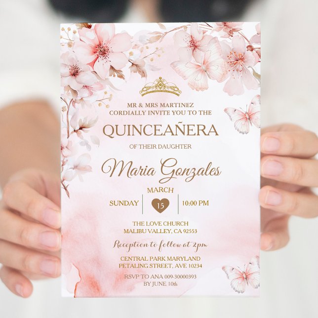 Convite Borboleta Rosa Quinceañera Doce 16 (Criador carregado)