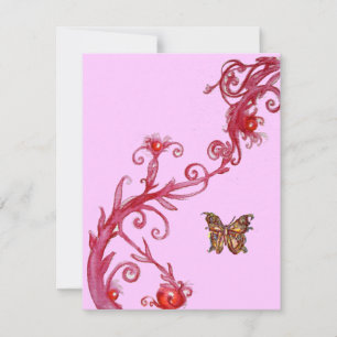 Convite BORBOLETA, rosa vermelho brilhante