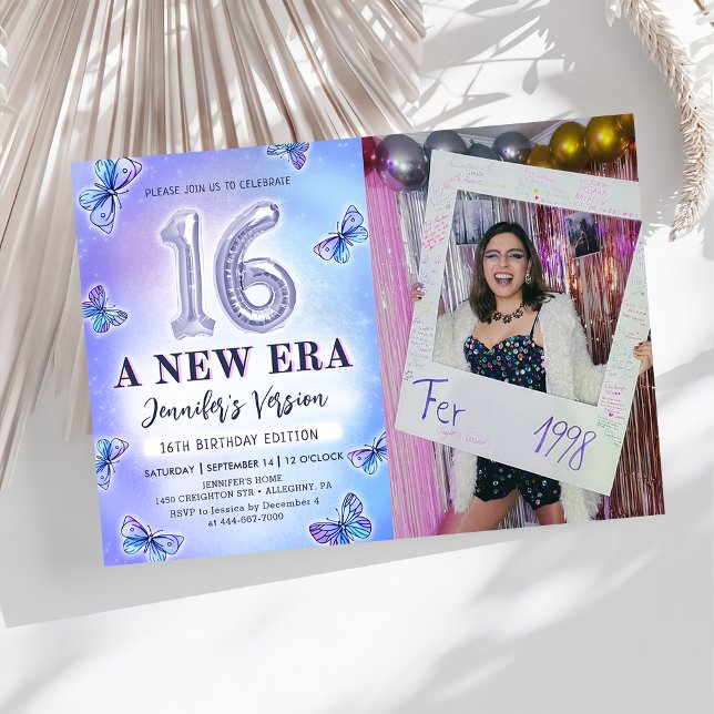 Convite Borboleta Roxa Eras Aniversário 16ª Foto (Criador carregado)