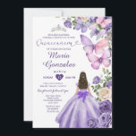 Convite Borboleta Roxa Princesa Vestida Floral Quinceañera<br><div class="desc">EDITABLE Purple Butterfly Princess Dress Floral Quinceañera Convite Para A Princesa Púrpura Coroa Silver Coroa Mis Quince Convite Mis Quince 15 Anos,  16 Anos Aniversário</div>