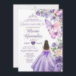 Convite Borboleta Roxa Princesa Vestida Floral Quinceañera<br><div class="desc">EDITABLE Purple Butterfly Princess Dress Floral Quinceañera Convite Para A Princesa Púrpura Coroa Silver Coroa Mis Quince Convite Mis Quince 15 Anos,  16 Anos Aniversário</div>