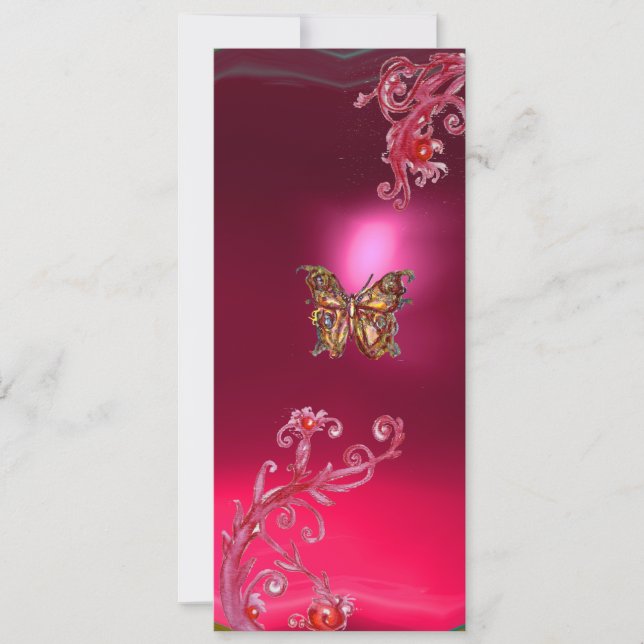 Convite BORBOLETA RUBI , vermelho brilhante rosa violeta (Frente)
