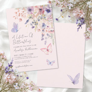 Convite Borboleta Rubor Rosa Floral Chá de Noiva