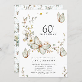 Convite Borboleta Rustic Watercolor 60ª Festa de aniversár