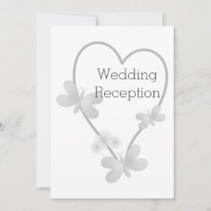 Convite Borboleta Silver Heart recepção de casamento