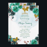 Convite Borboleta Verde Emerald Charra Mis Quince<br><div class="desc">Emerald Green Butterfly Charra Mis Quince InvitationMis Quince Anos,  15 Birthday</div>