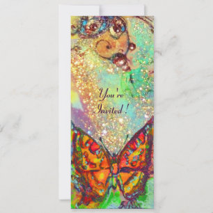 Convite BORBOLETA VERMELHA AZUL VERDE TEAL OURO Floral Doc