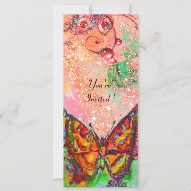 Convite BORBOLETA VERMELHA FUCHSIA ROSA OURO Floral Doce 1 (Frente)