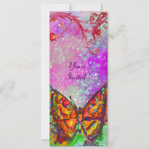 Convite BORBOLETA VERMELHA ROSA ROXO OURO Floral Doze Anos