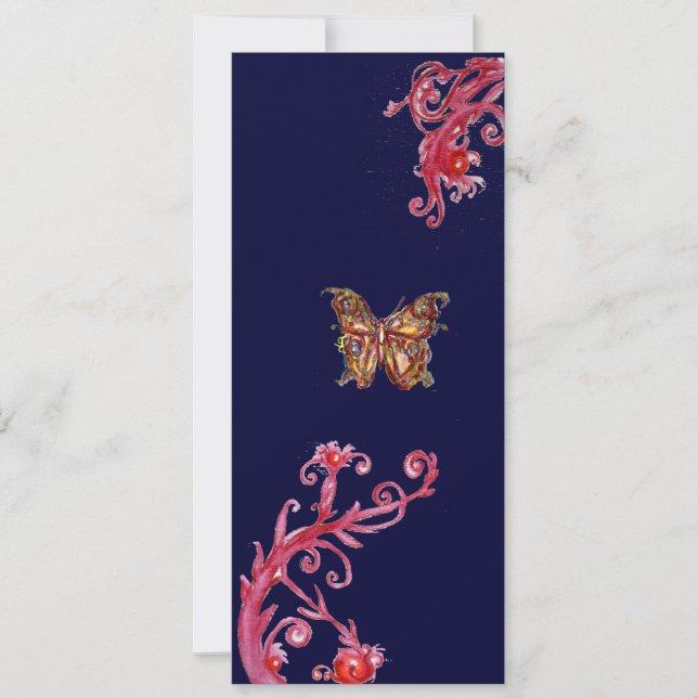 Convite BORBOLETA, vermelho brilhante azul (Frente)