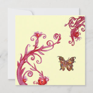 Convite BORBOLETA, vermelho brilhante branco