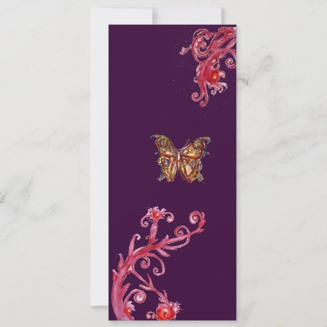 Convite BORBOLETA, vermelho brilhante roxo (Frente)