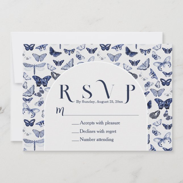 Convite Borboletas Azuis Vintage (Frente)