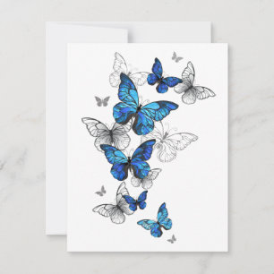 Convite Borboletas Azuis Voadoras Morpho
