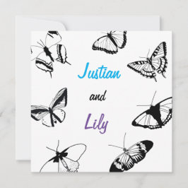 Convite Borboletas brancas e pretas
