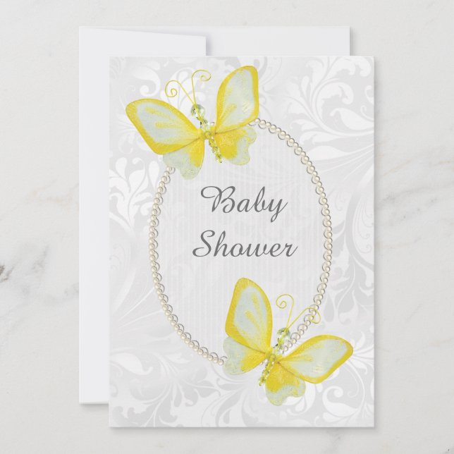 Convite Borboletas Chá de fraldas duplo (Frente)