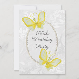 Convite Borboletas Chiques Damask 100º Dupla Face