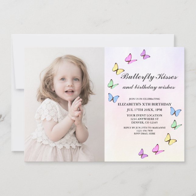 Convite Borboletas Coloridas Aniversário (Frente)