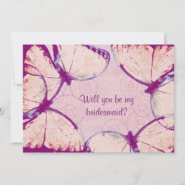 Convite borboletas cor-de-rosa (Frente)